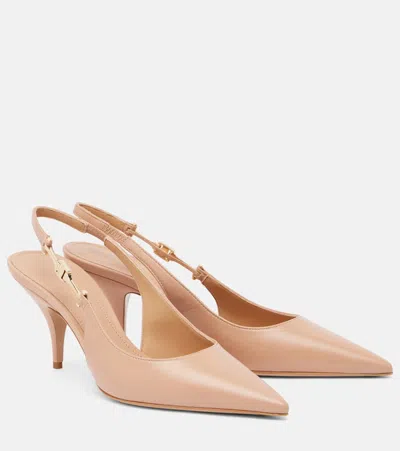 Ferragamo Tally 70 Leather Slingback Pumps In Sand