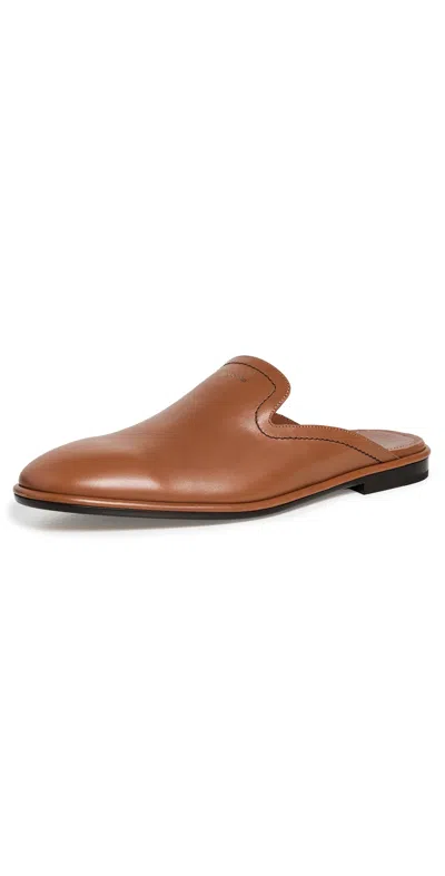Ferragamo Tampa Leather Slip Ons Naturale In Brown