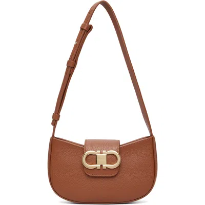Ferragamo Tan Double Gancini Mini Shoulder Bag