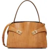 Ferragamo Tan Medium Hug Soft Bicolor Shoulder Bag In Brown