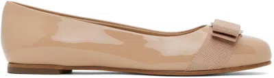 Ferragamo Varina Nappa Leather Ballet Flats In Macaroons
