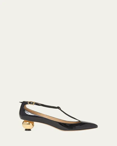Ferragamo Spherical Heel T-strap Pump