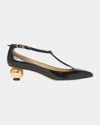 Ferragamo Tania Patent T-strap Pumps