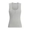 Ferragamo Salvatore  Cotton Tank Top With Shaped Neckline