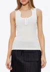 Ferragamo Tank Top With Sculptural Neckline In White