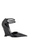 FERRAGAMO TAPERED PATENT LEATHER SANDALS WITH CONTOURED HEEL FOR WOMEN SS24