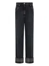 Ferragamo Contrast Cuff Straight Leg Jeans In Black