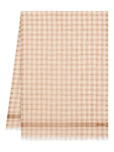 Ferragamo Linen Tartan Stole In Multicolor