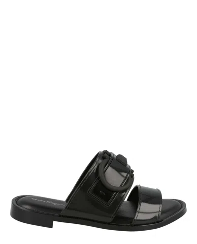 Ferragamo Taryn Logo Slides In Black