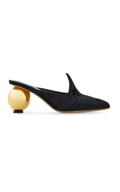 Ferragamo Tasha Velvet Mules In Black