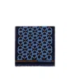 Ferragamo Wool Hook Pattern Fringed Scarf In Blue