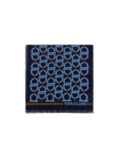 FERRAGAMO FERRAGAMO GANCINI PATTERN FRINGED SCARF