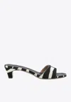 Ferragamo Sandals Open Toe Textured Finish Zebra Pattern In Animal Print