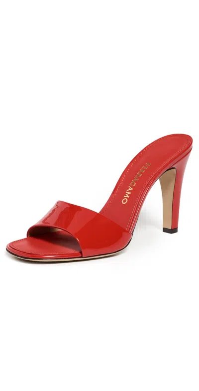 Ferragamo Fire Red Patent Leather Heeled Slides Women