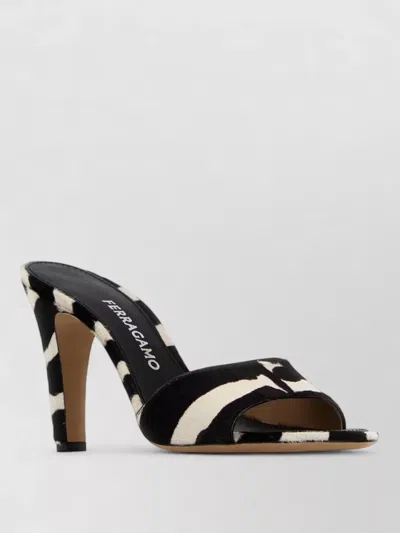 Ferragamo Tatiana Zebra Print High-heeled Sandals In Black