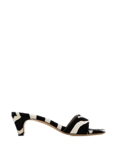 Ferragamo Sandals Open Toe Textured Finish Zebra Pattern In Multi