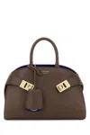 Ferragamo Women Brown Calf-length Toggle Fastening Gancini Buckle Two Rolled Top Handles Logo S