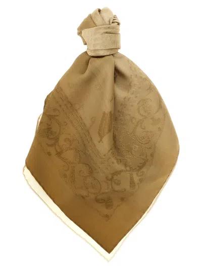 Ferragamo Taupe Printed Scarf In Brown
