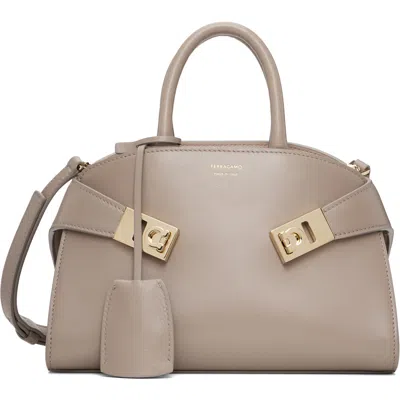 Ferragamo Taupe Xs Hug Handbag In Brown