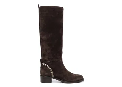 Pre-owned Ferragamo Tawnie Belowtheknee Boots (women's) Sneakers In Brown