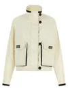 Ferragamo Technical Linen Jacket High Collar Long Sleeves In Neutral