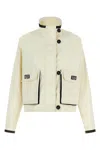 Ferragamo Technical Linen Jacket High Collar Long Sleeves In White
