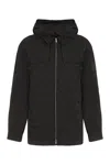 Ferragamo Technical Fabric Hooded Jacket For Men In Black