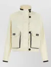 Ferragamo Technical Linen Jacket High Collar Long Sleeves In White