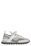 Ferragamo Techno Fabric And Leather Sneakers In Gray
