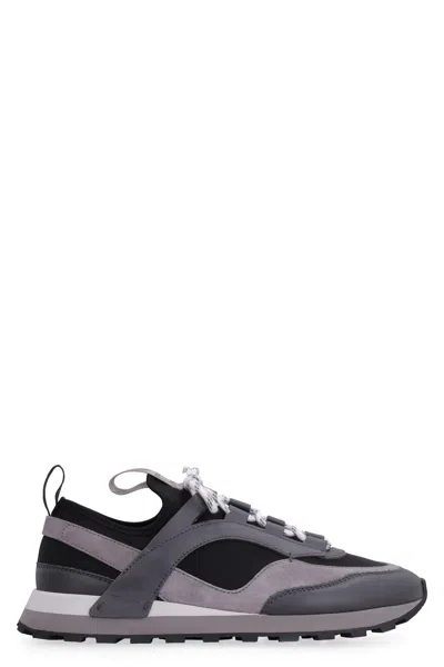 Ferragamo Techno Fabric And Leather Sneakers In Gray