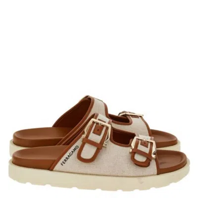 Ferragamo Tena Double-strap Sandals In Neutral