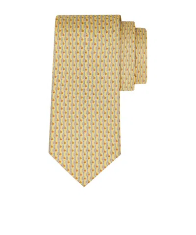 Ferragamo Tennis Printed Tie In Yellow