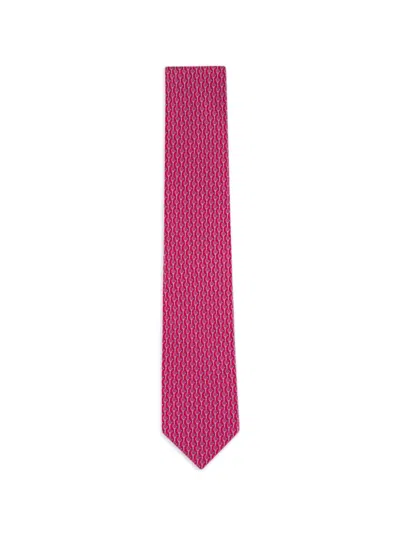Ferragamo Tennis-print Silk Tie In Pink