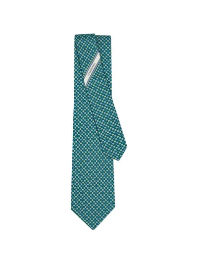 Ferragamo Tennis-print Silk Tie In Red