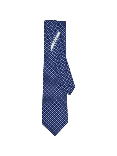 Ferragamo Tennis-print Silk Tie In Red