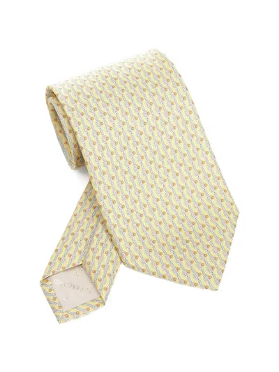 Ferragamo Tennis-print Silk Tie In Brown