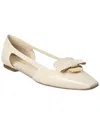 Ferragamo Terea Leather Flat In White