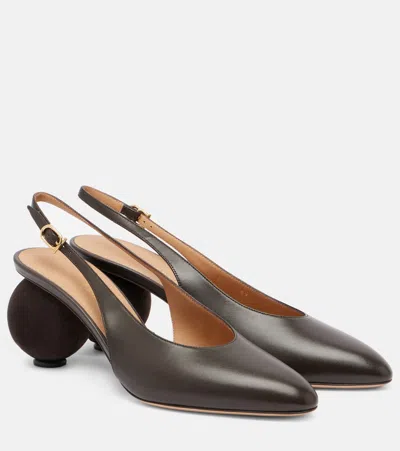 Ferragamo Tessie 70 Leather Slingback Pumps In Brown