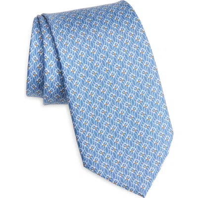 Ferragamo Tetris Gancini Silk Tie In Blue