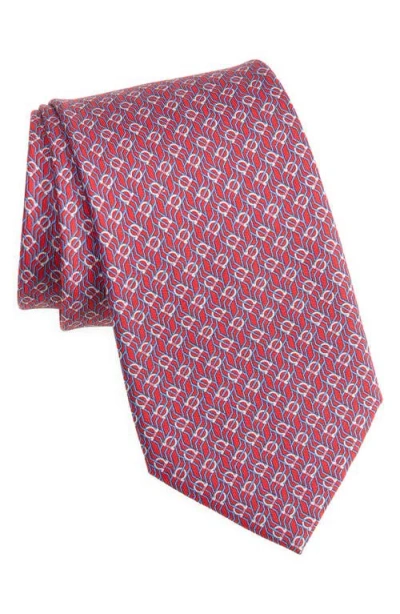 Ferragamo Tetris Gancini Silk Tie In Red