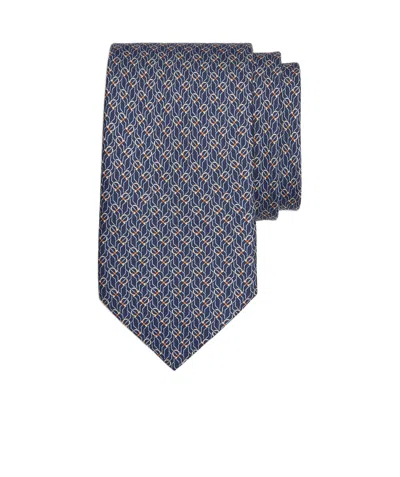 Ferragamo Tetris Printed Silk Tie In Blue
