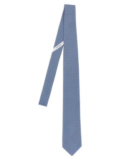 Ferragamo Tetris Tie In Gnawed Blue