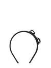 Ferragamo Textured Black Headband With Bow Detail In Black