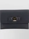 Ferragamo Textured Bow Detail Cardholder And Wallet In Black