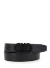 Ferragamo Black Reversible Belt With Gancini Buckle On The Front And All-over Gancini Motif In Leather Woman