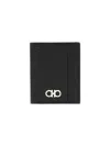 Ferragamo Textured Calfskin Cardholder With Polished Logo Accent In Black