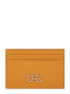 Ferragamo Textured Calfskin Wallet With Logo Emblem In Brown