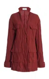 Ferragamo Textured Cotton-blend Safari Jacket In Red