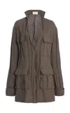 Ferragamo Textured Cotton-blend Safari Jacket In Grey
