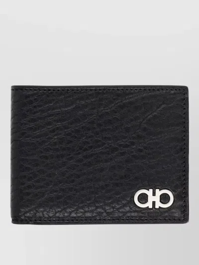 Ferragamo Textured Finish Compact Leather Cardholder Wallet